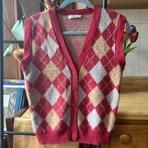 Vintage Argyle Patterned Sweater Vest